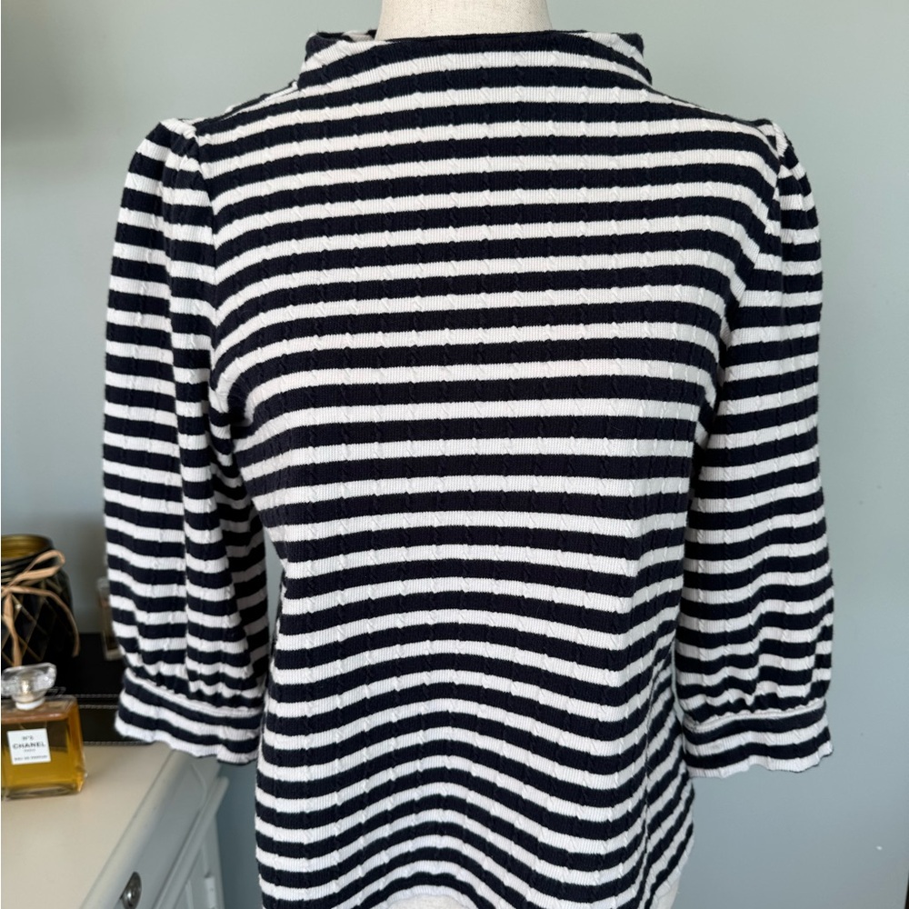 Talbots Ballon 3/4 Sleeve Nautical Navy & White Striped Women’s SZ M